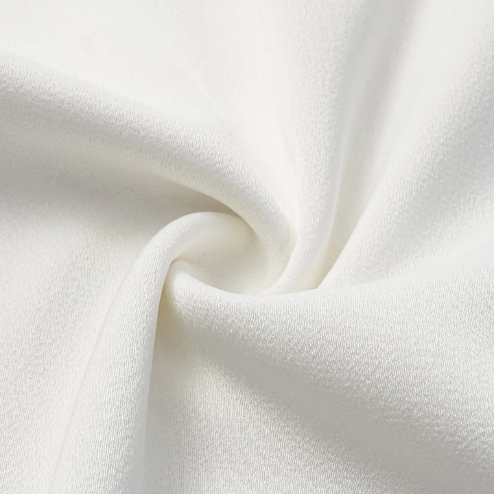 “Autumn Diary ” 珍珠醋酸緞特殊剪裁闊腿長褲 — 白色