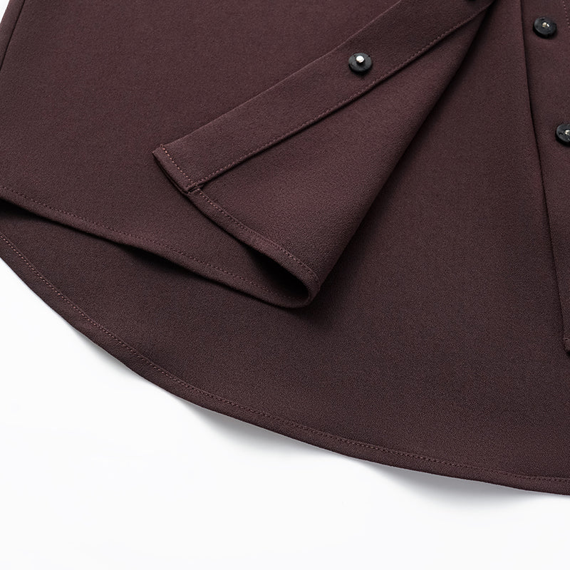 “Daytime Elegance” 肌理醋酸襯衫—皮革咖