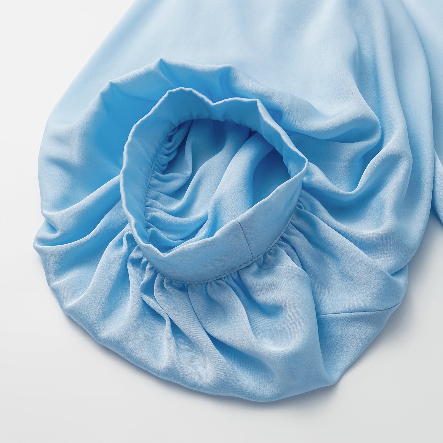 “秋意" 100% 桑蠶絲雪紡國風七分袖襯衫 — 天空藍