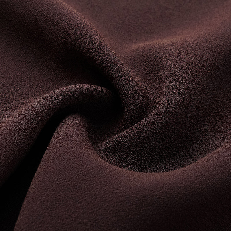 “Daytime Elegance” 肌理醋酸特殊剪裁鉛筆裙—皮革咖