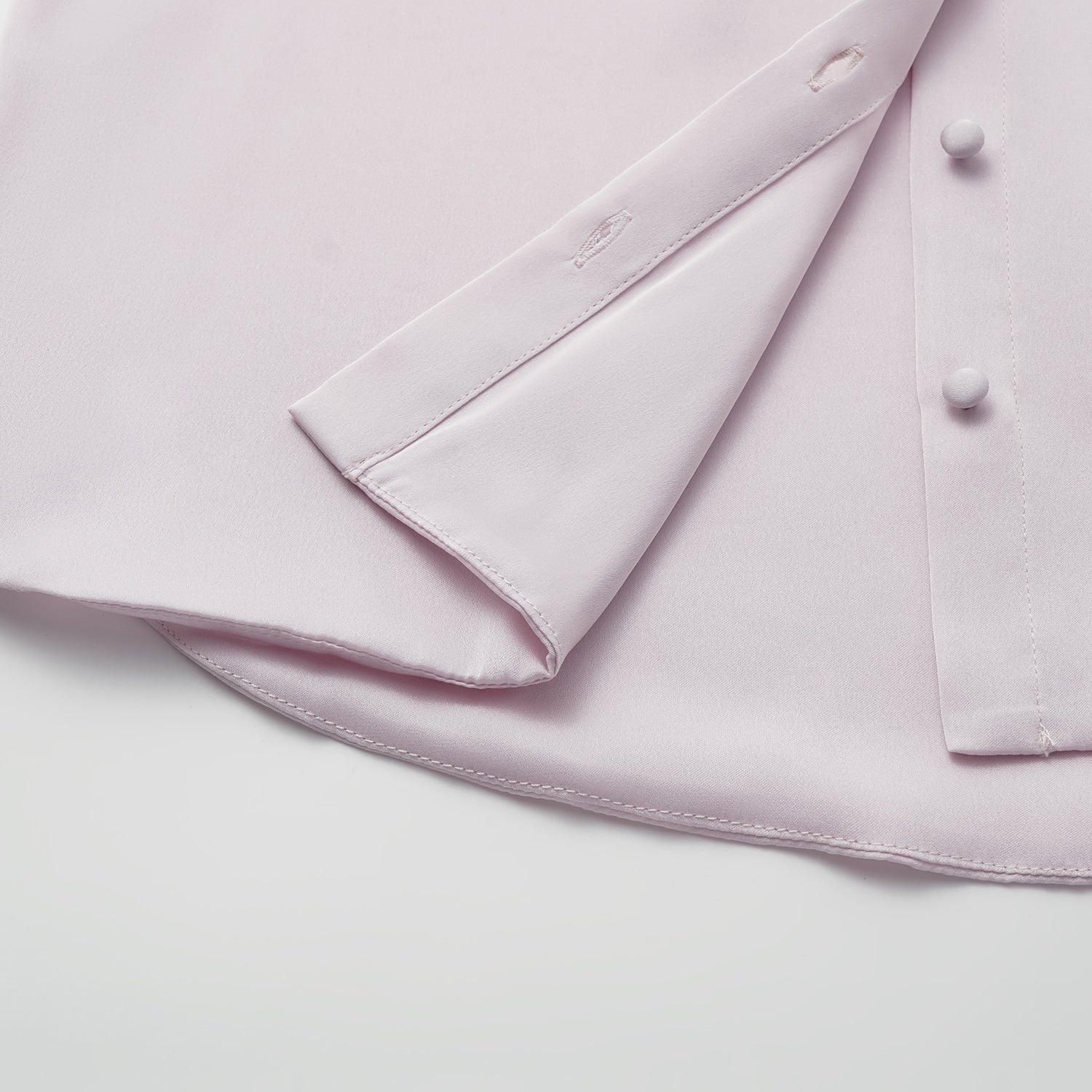 “秋意" 100% 桑蠶絲雪紡國風七分袖襯衫 — 櫻花粉