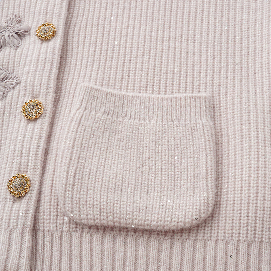 “Winter Diary” 100%Cashmere浮雕緞繡星點針織外套—Blush Peony玫瑰晨露