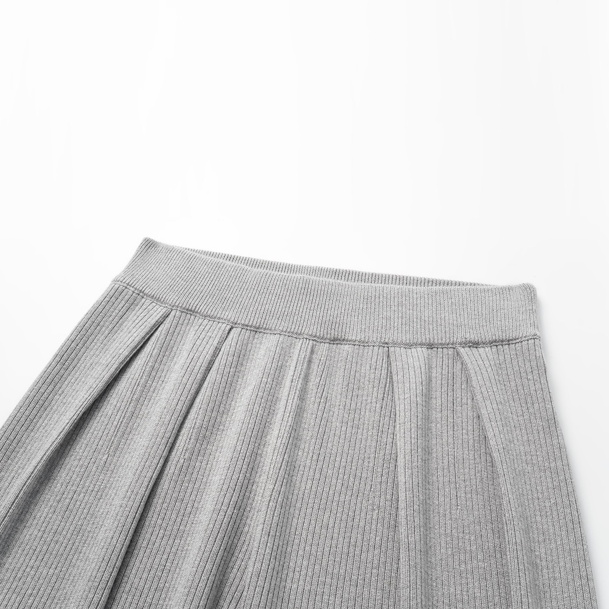 “Spring diary.” Silk Cashmere真絲喀什米爾針織立體打褶闊腿褲—Ash