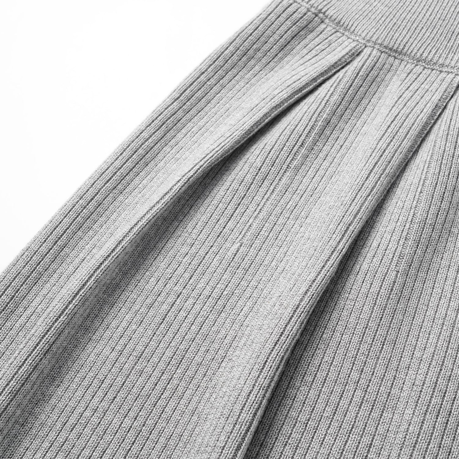 “Spring diary.” Silk Cashmere真絲喀什米爾針織立體打褶闊腿褲—Ash