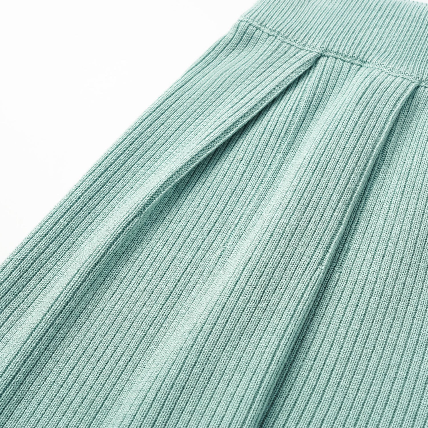 “Spring diary.” Silk Cashmere真絲喀什米爾針織立體打褶闊腿褲—Mint