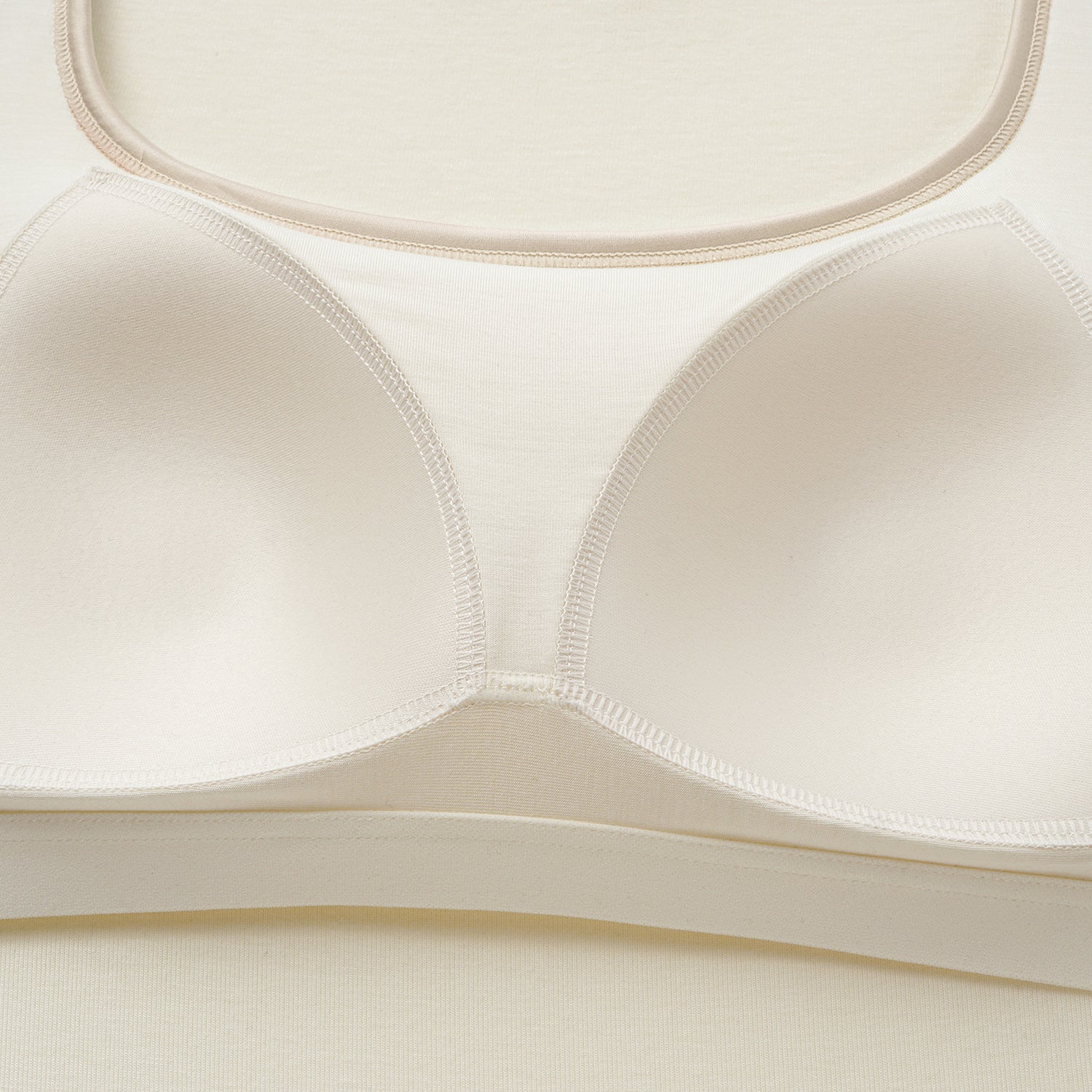 "Heart Warmth"極柔羊毛緞邊BraTop—柔煦白