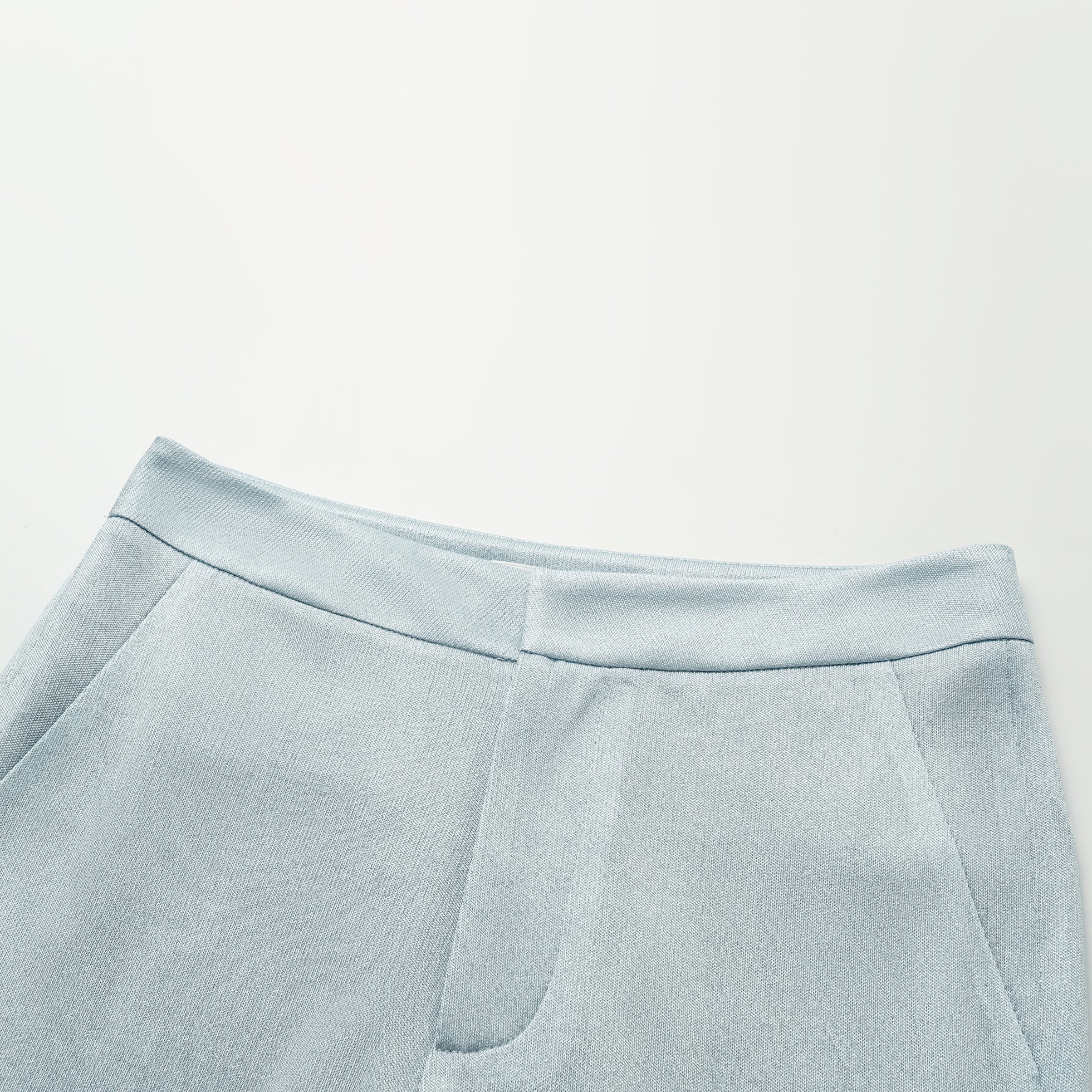 “Easy Go Chic” 醋酸針織面料喇叭褲 — 淺藍