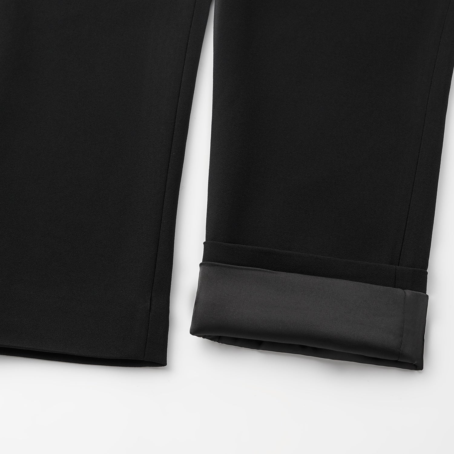 ”The Atelier.” 抗皺肌理醋酸高級訂製軟馬甲工藝高腰九分褲 — 黑