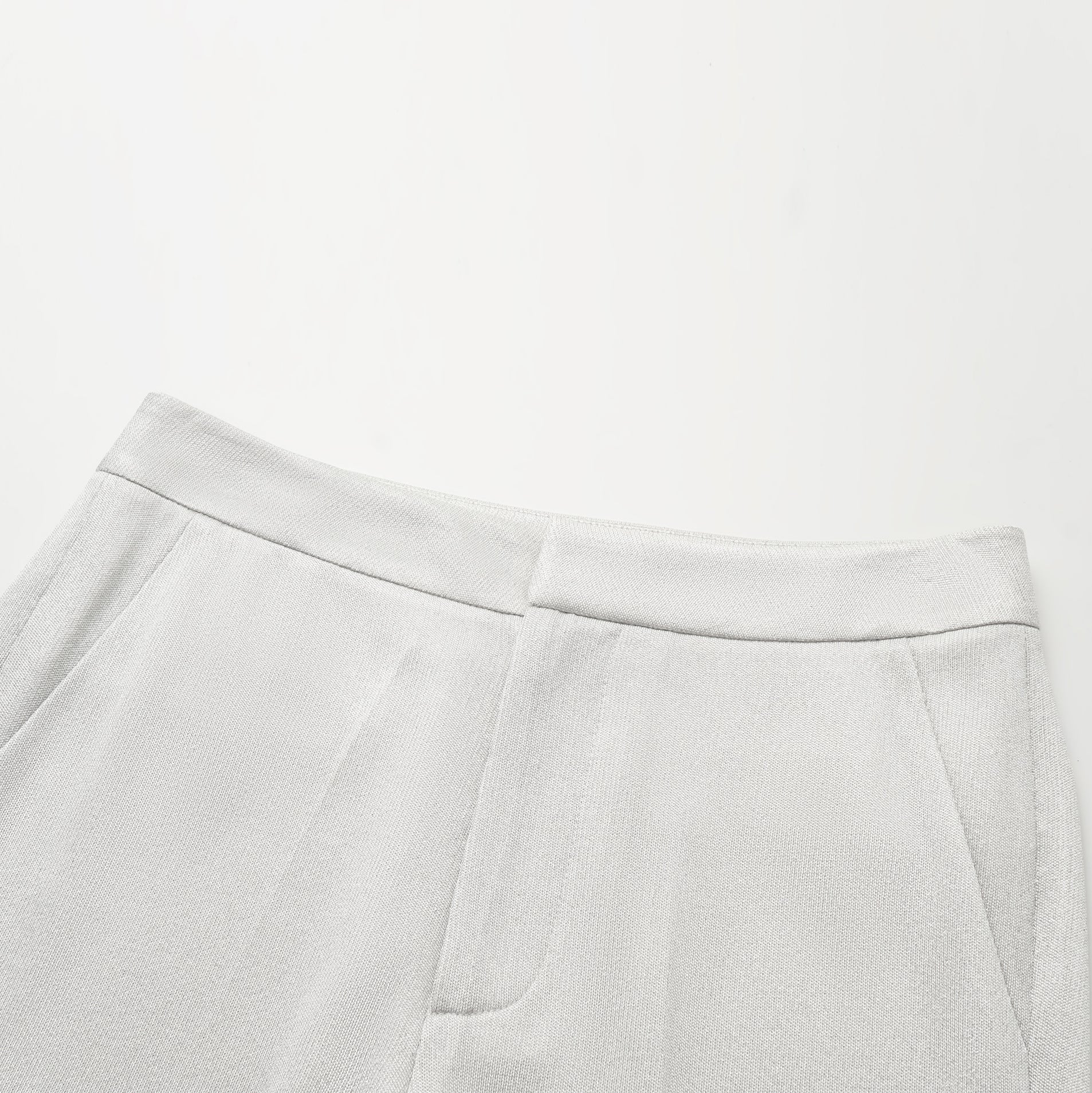 “Easy Go Chic” 醋酸針織面料喇叭褲 — 銀白