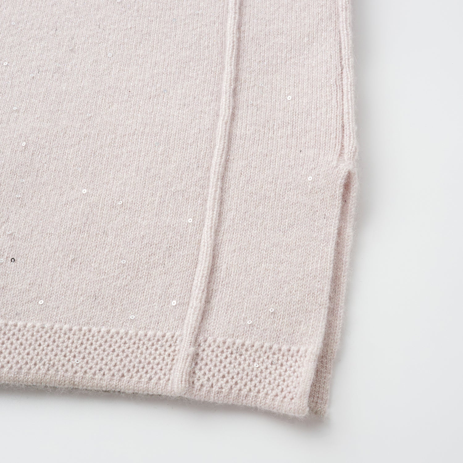 “Winter Diary” 100%Cashmere浮雕緞繡星點長版針織長褲—Blush Peony玫瑰晨露