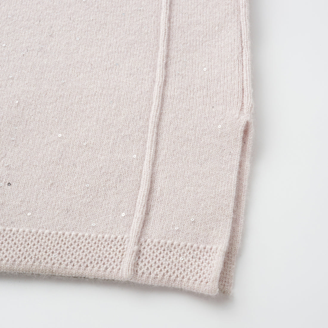 “Winter Diary” 100%Cashmere浮雕緞繡星點長版針織長褲—Blush Peony玫瑰晨露