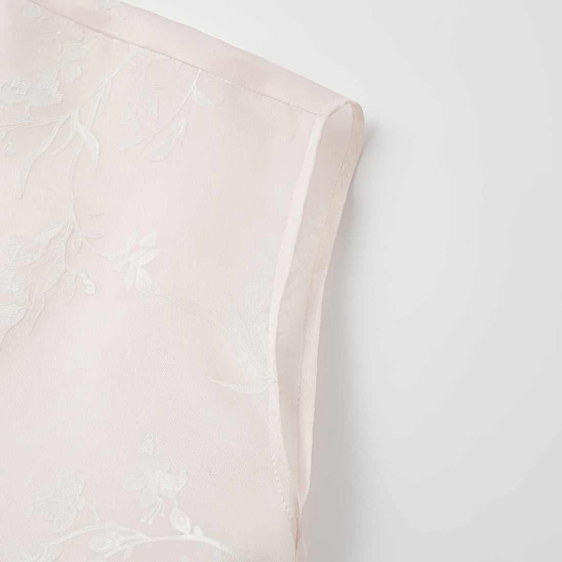 Spring” Italian high-end custom-made silk organza light Chinese style top with painting and printing technology - Frosty Flower Shadow