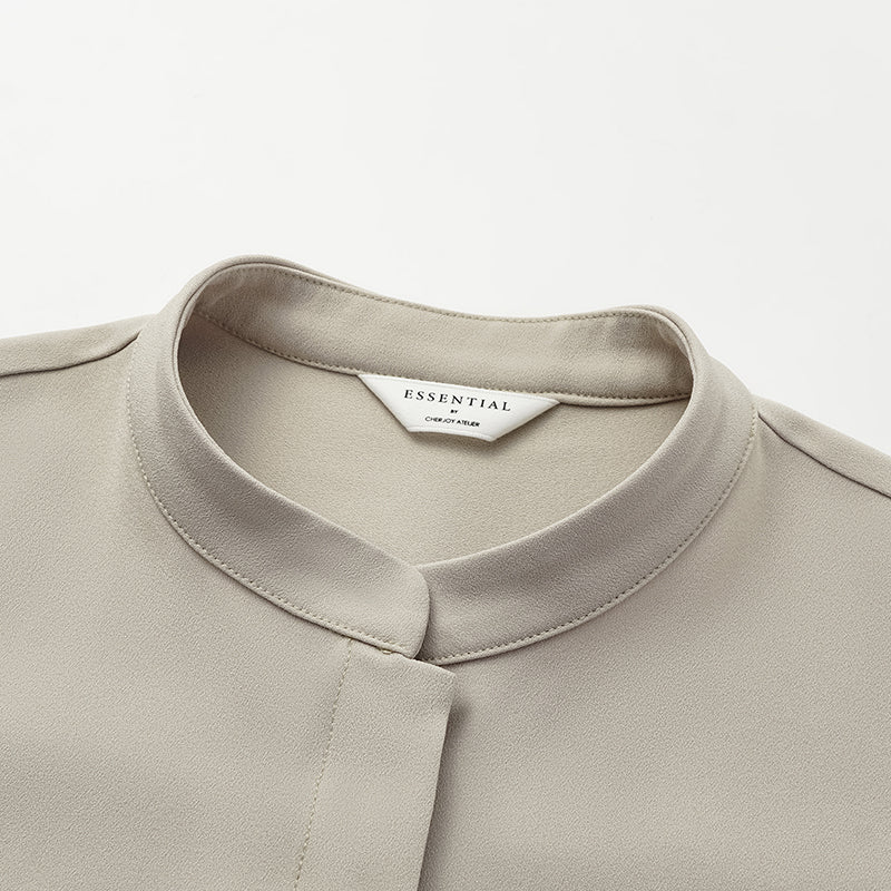 “Daytime Elegance” 肌理醋酸襯衫—灰白