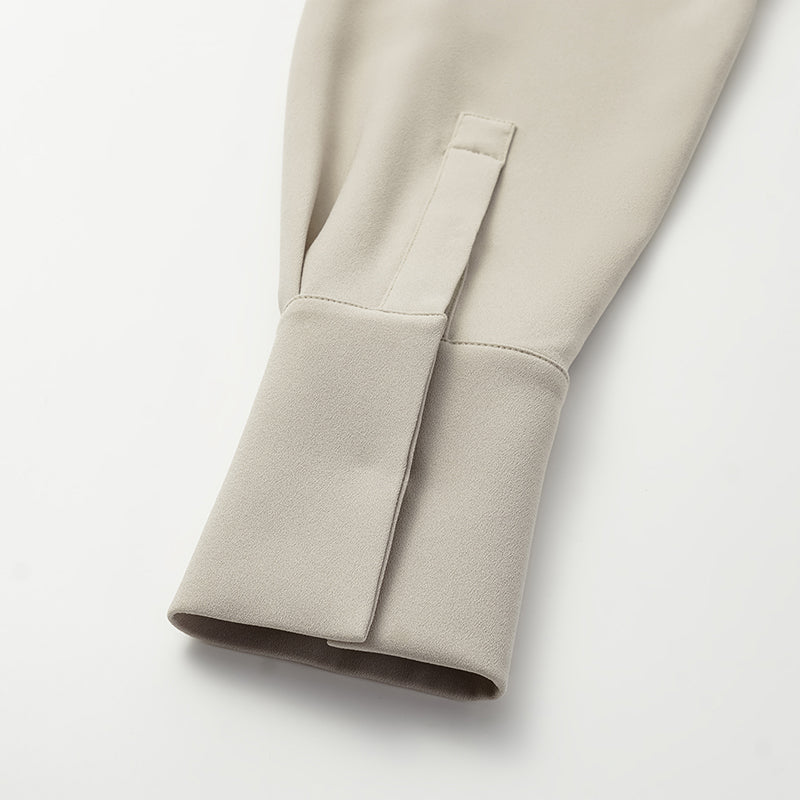 “Daytime Elegance” 肌理醋酸襯衫—灰白