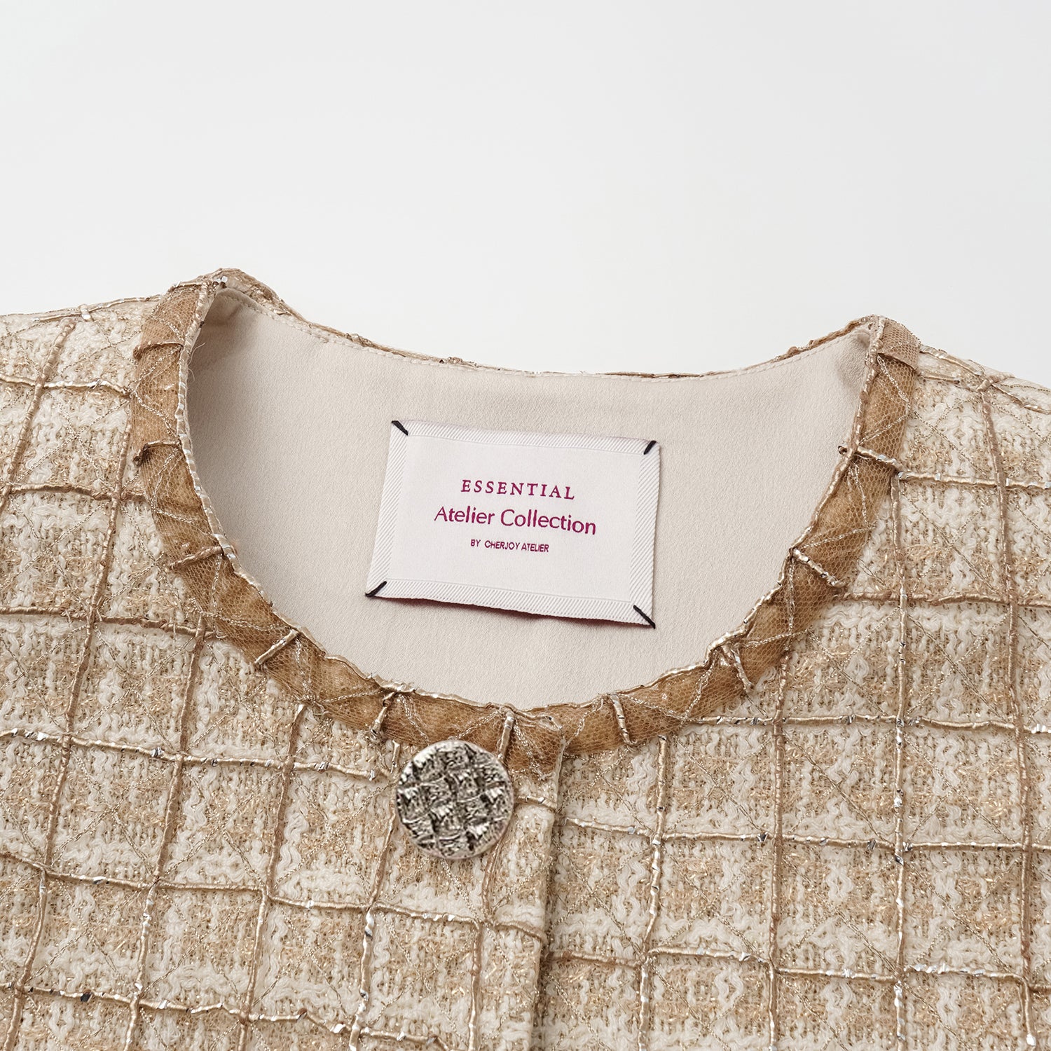 "Chelsea Citywalk.”法國輕紗縷金工藝花呢外套—Maison Royale映金浮影