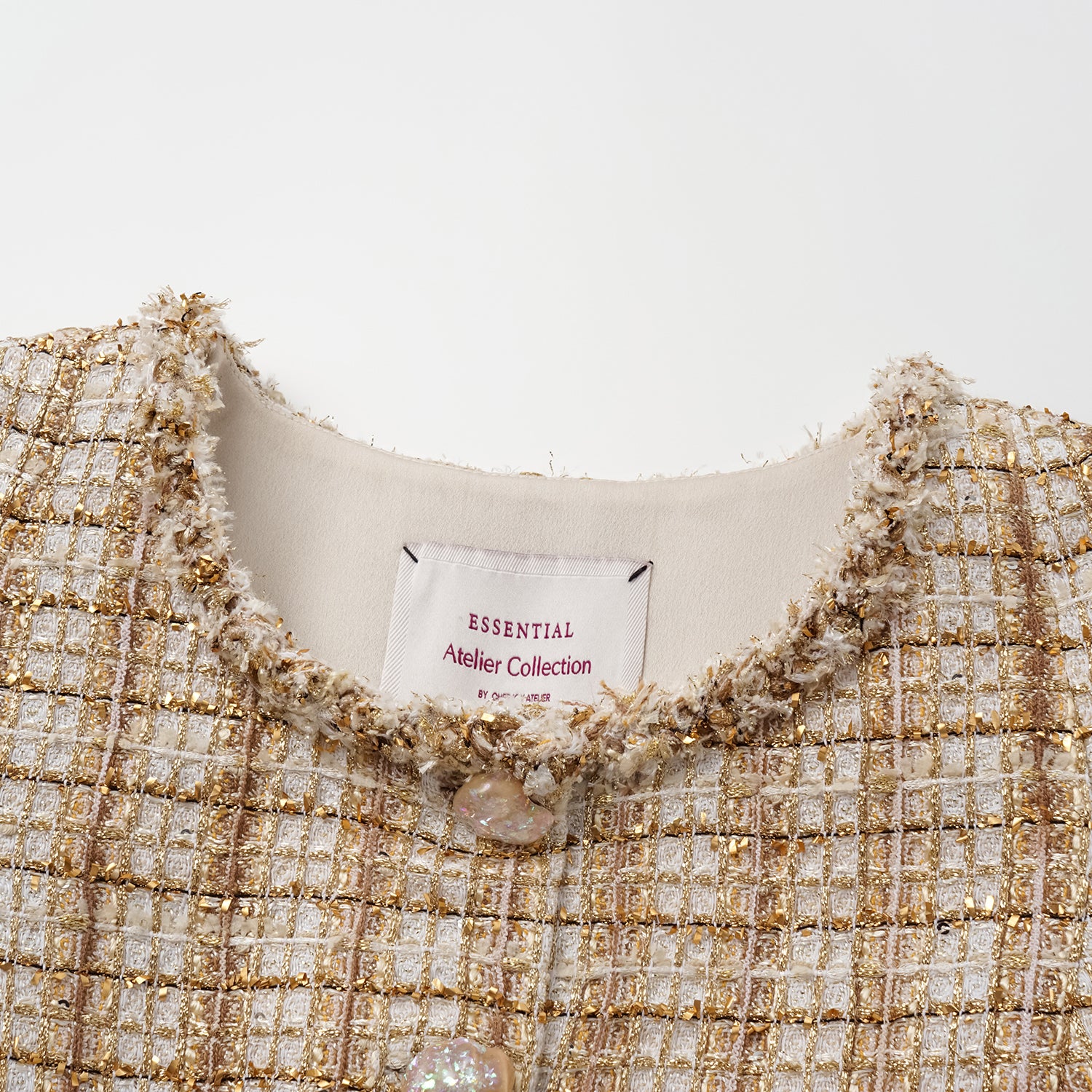 "Sloane Ave." 法國頂級縷金工藝蕾絲拚袖修身花呢外套—Versailles Chanson凡爾賽香頌