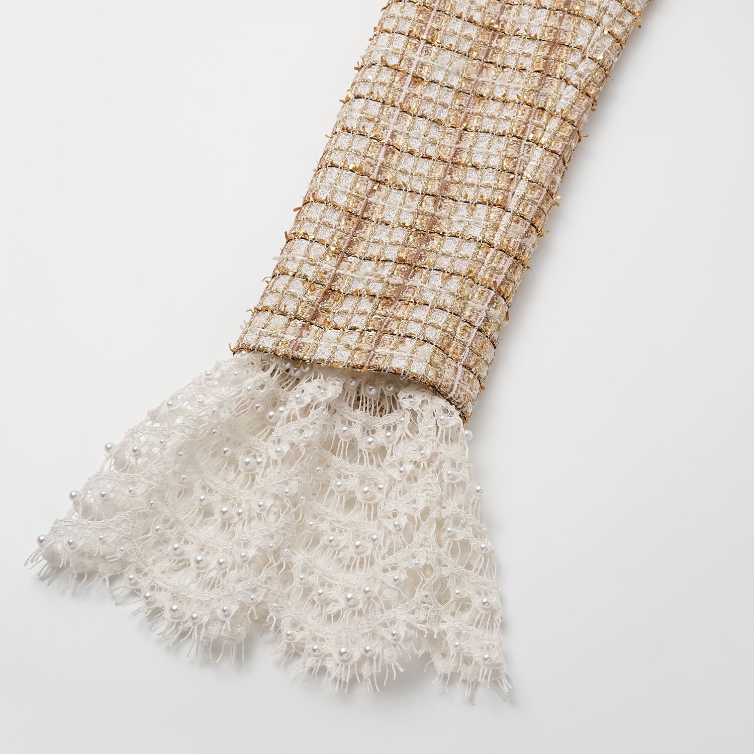 "Sloane Ave." 法國頂級縷金工藝蕾絲拚袖修身花呢外套—Versailles Chanson凡爾賽香頌