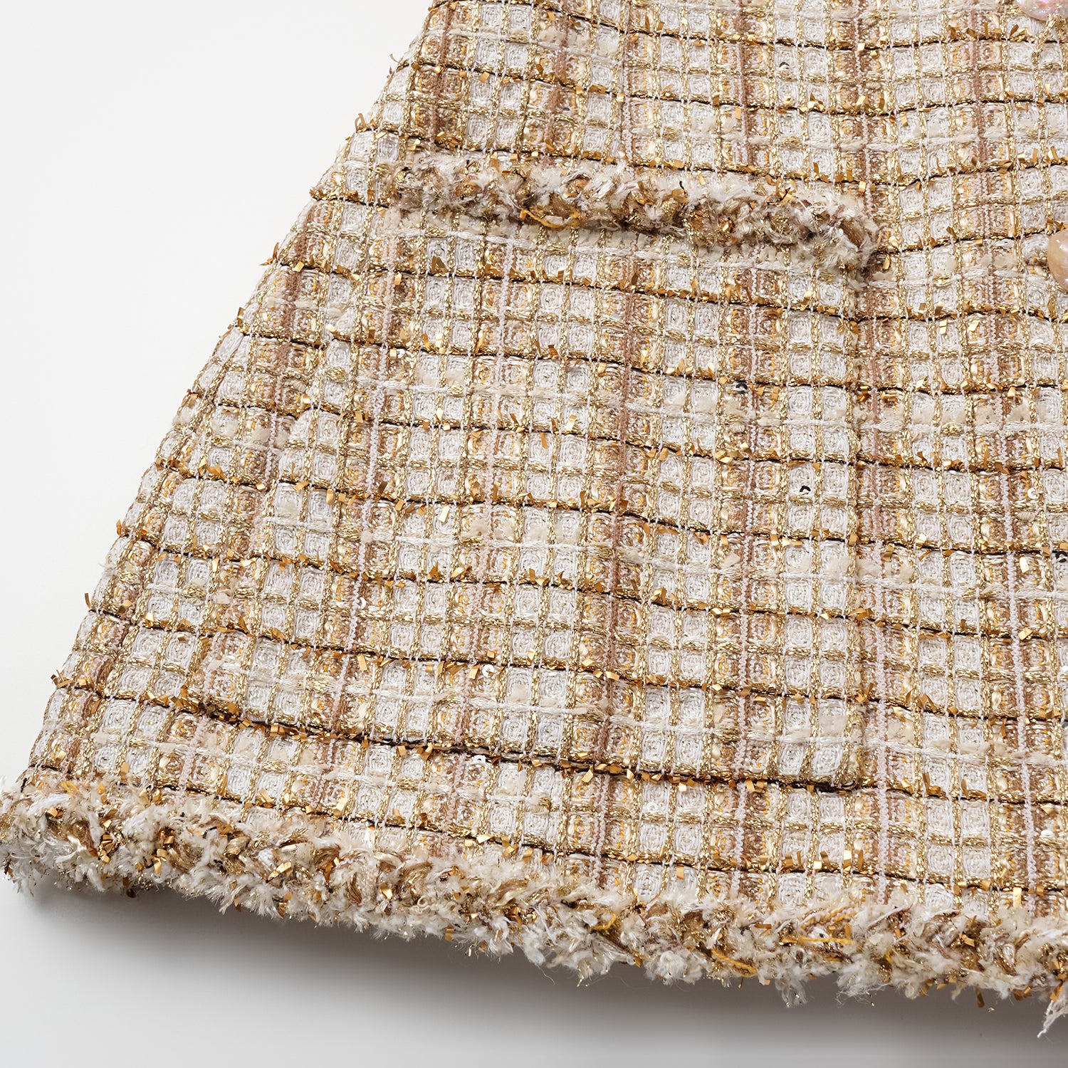 "Sloane Ave." 法國頂級縷金工藝蕾絲拚袖修身花呢外套—Versailles Chanson凡爾賽香頌