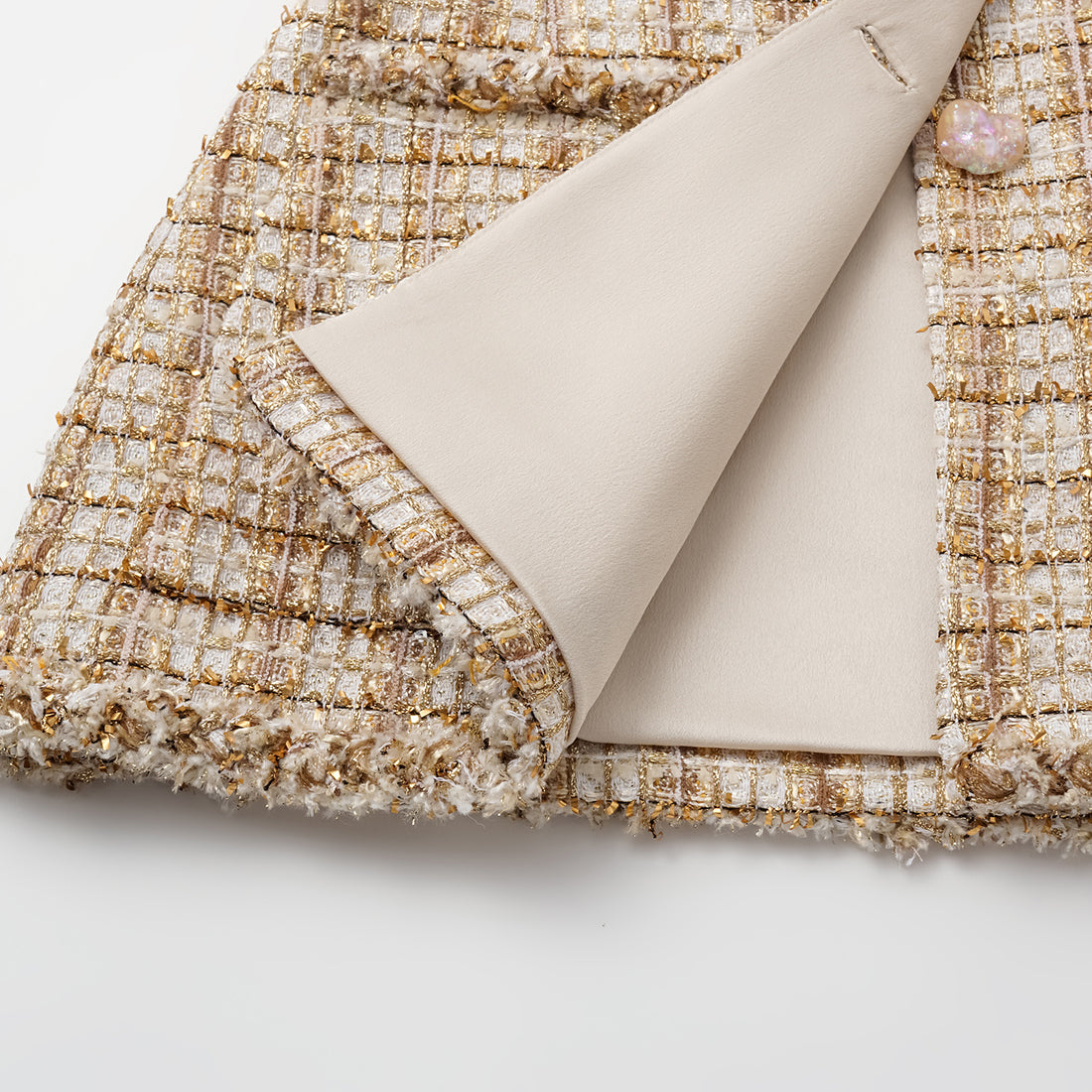 "Sloane Ave." 法國頂級縷金工藝蕾絲拚袖修身花呢外套—Versailles Chanson凡爾賽香頌