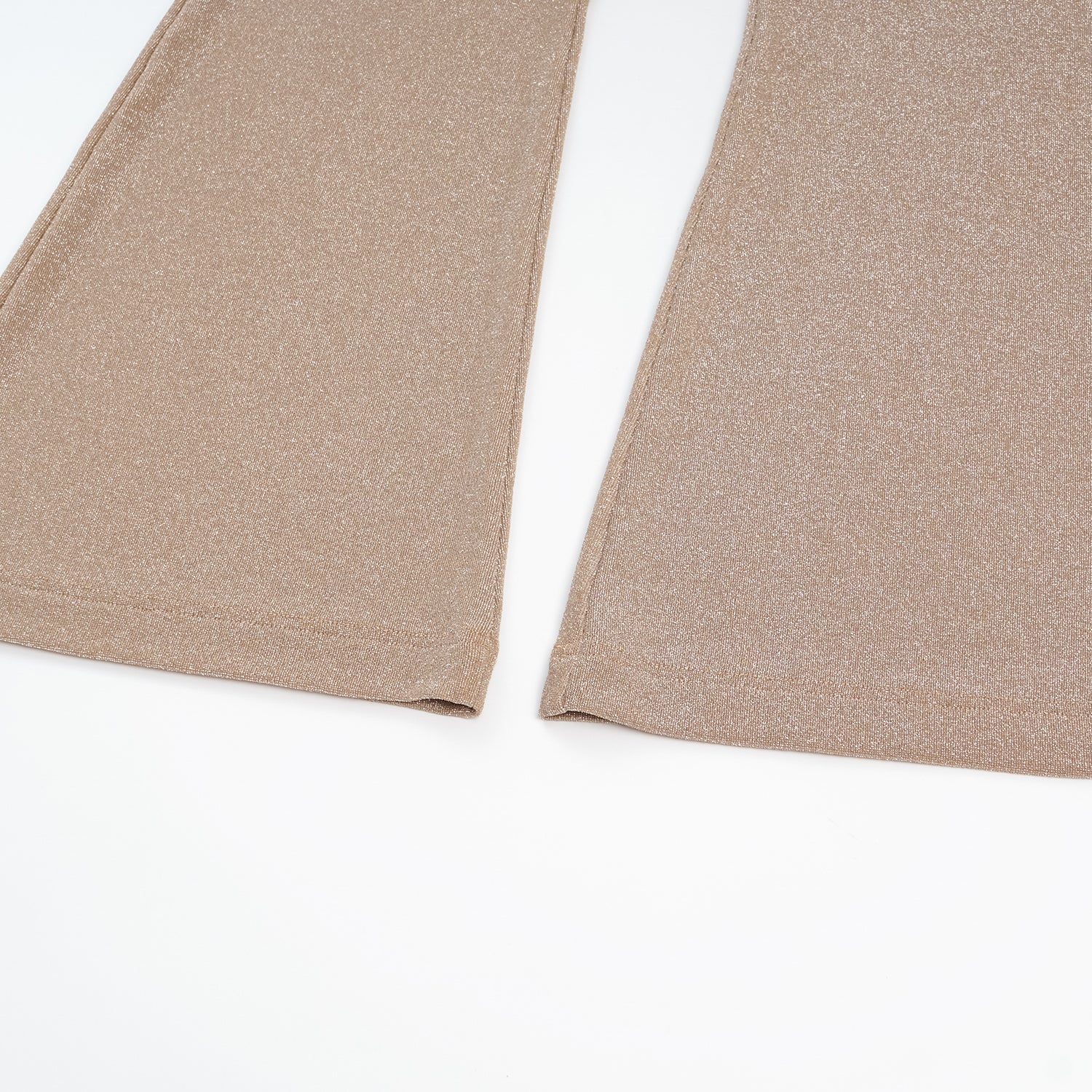 “Easy-go Chic” 銀織工藝彈性合身喇叭褲—Tan