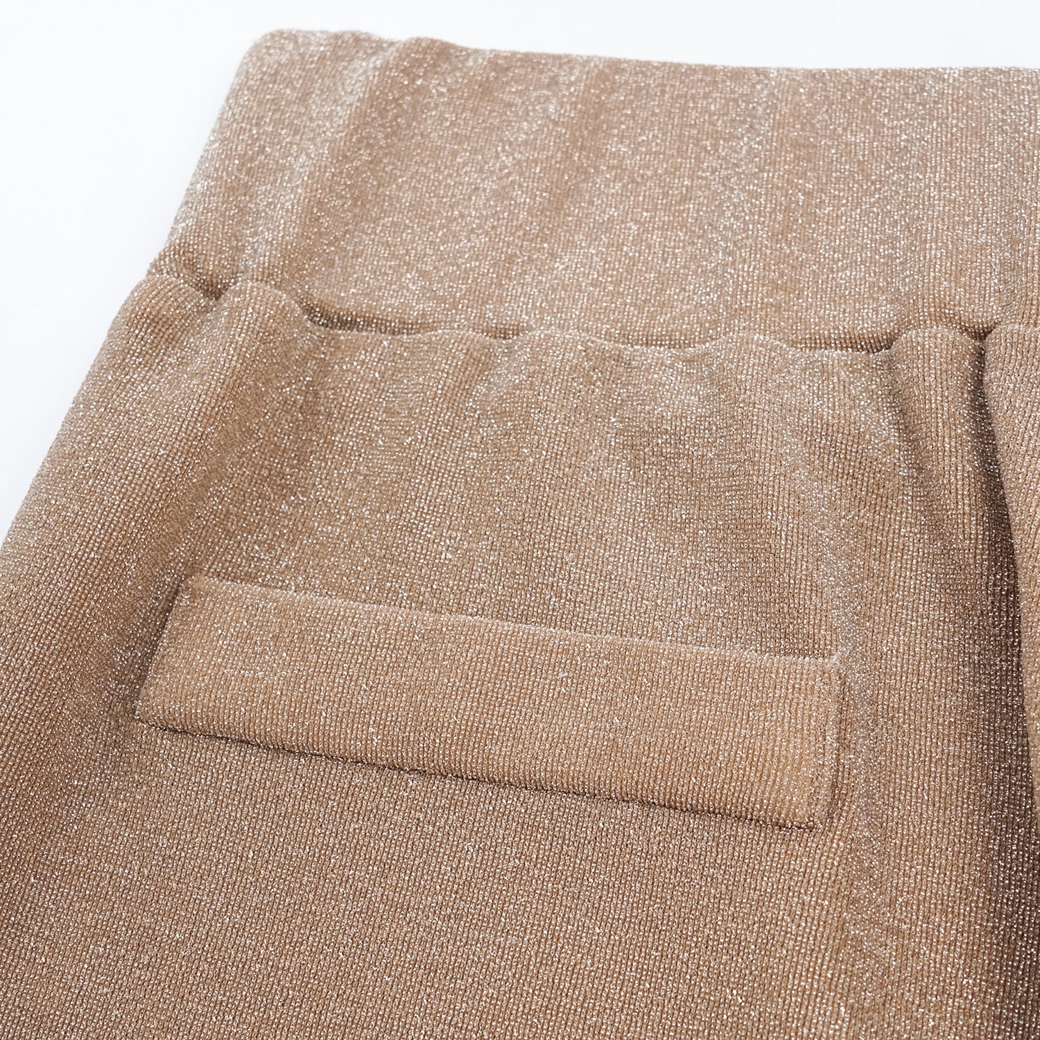 “Easy-go Chic” 銀織工藝彈性合身喇叭褲—Tan