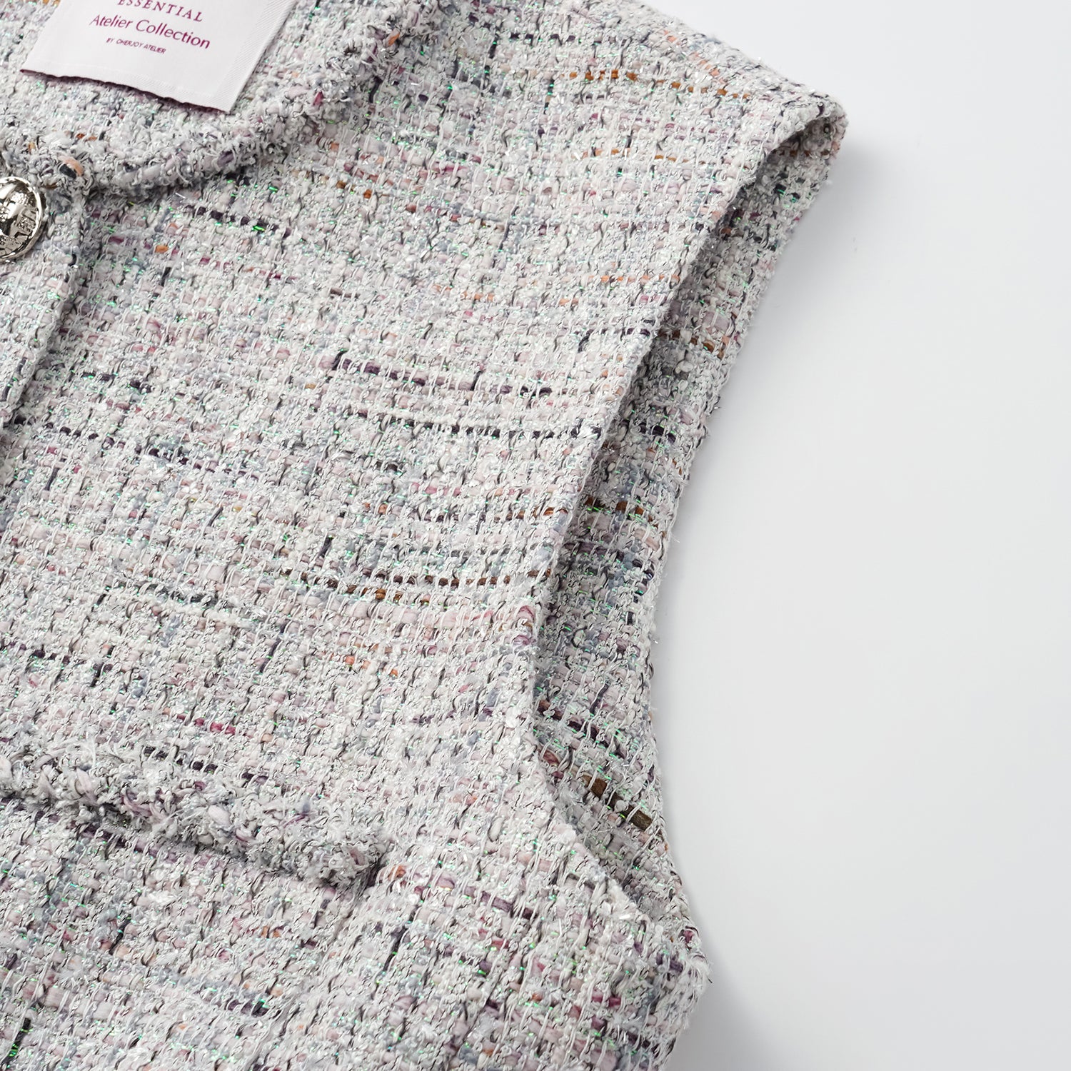 “Weekend at Monaco” 義大利頂級花紗輕薄花呢收腰馬甲背心—Opaline Dust