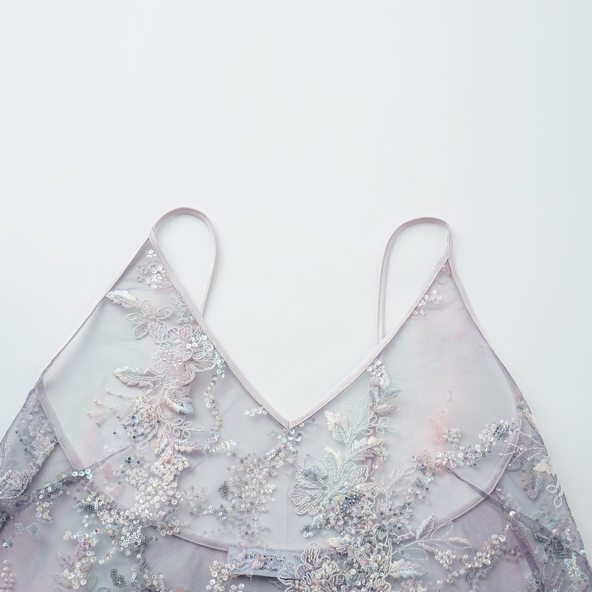 "Imperial Garden Teatime"緞染繡霞奢華珠繡蕾絲輕國風細肩帶背心—Nocturne Bloom凝夜浮香