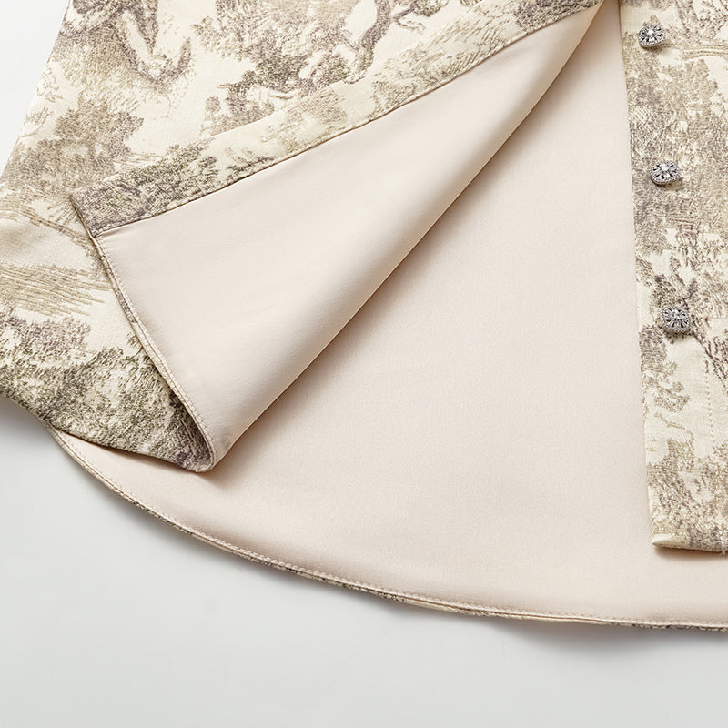 "Imperial Garden Teatime” 刺繡提花真絲羊毛襯衫—綠