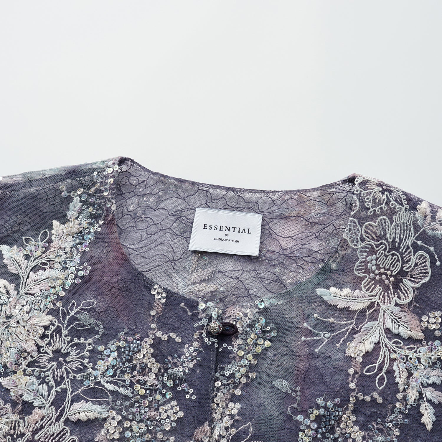 "Imperial Garden Teatime"緞染繡霞奢華珠繡蕾絲輕國風Oversized罩衫—Nocturne Bloom凝夜浮香