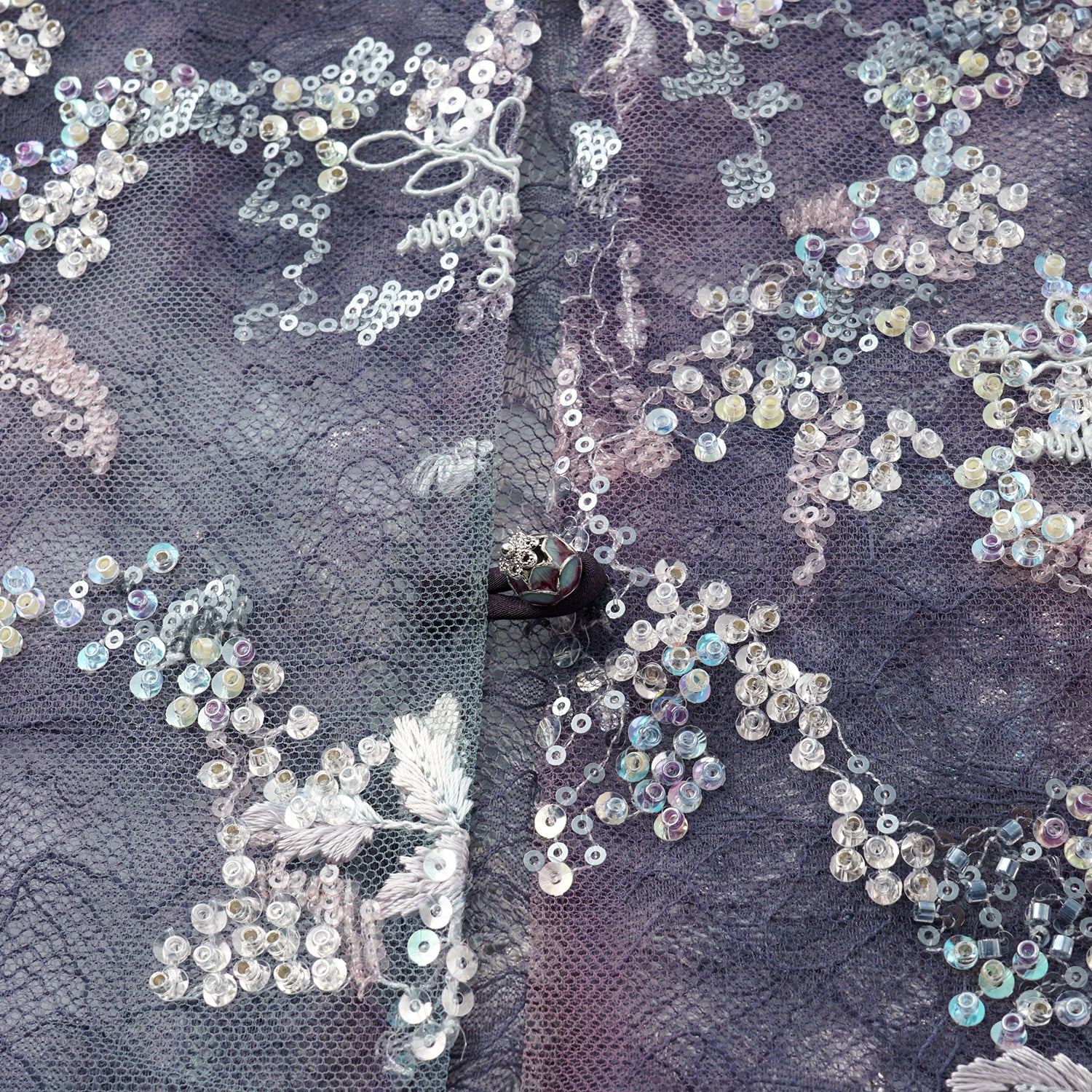 "Imperial Garden Teatime"緞染繡霞奢華珠繡蕾絲輕國風Oversized罩衫—Nocturne Bloom凝夜浮香