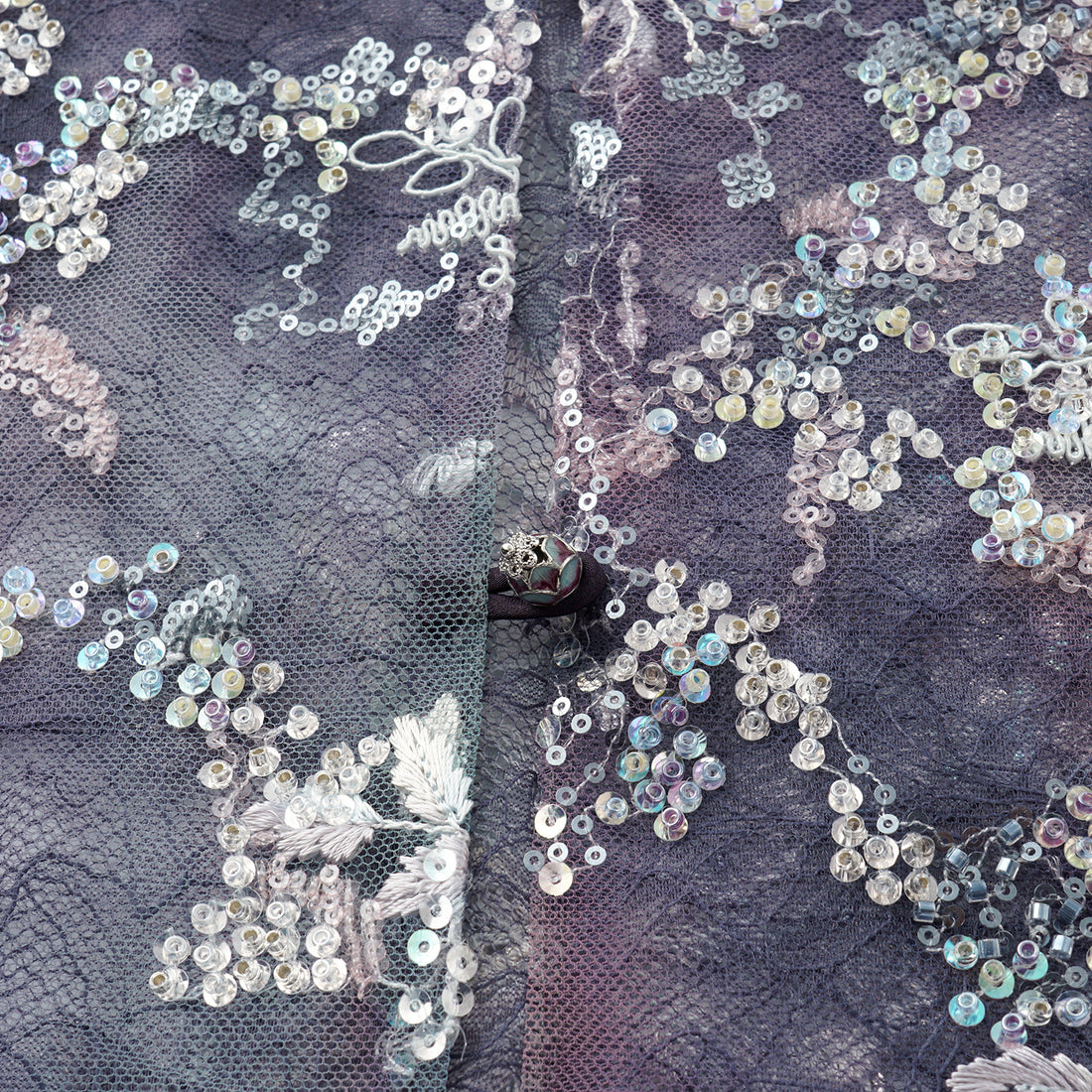 "Imperial Garden Teatime"緞染繡霞奢華珠繡蕾絲輕國風Oversized罩衫—Nocturne Bloom凝夜浮香