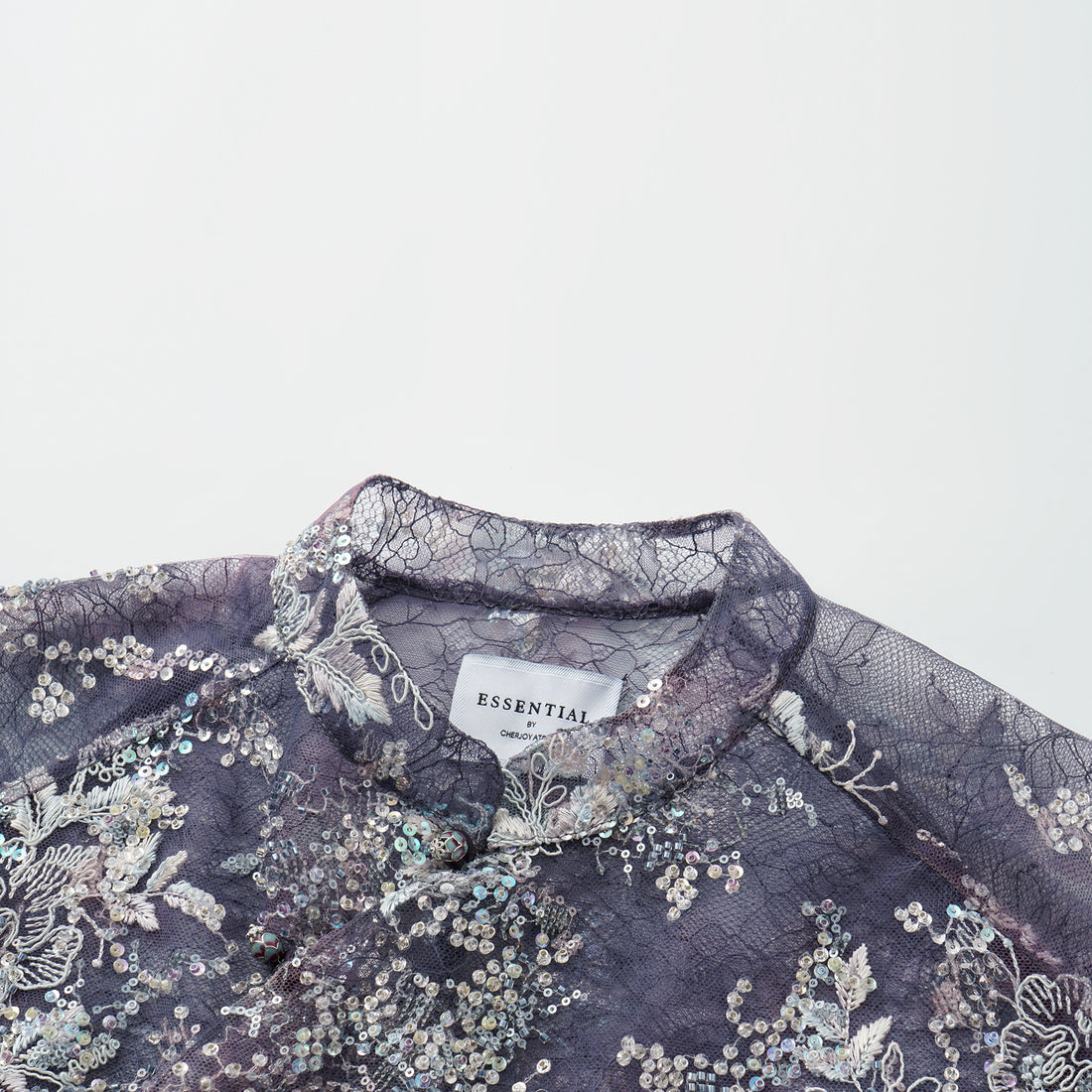 "Imperial Garden Teatime"緞染繡霞奢華珠繡蕾絲輕國風上衣—Nocturne Bloom凝夜浮香