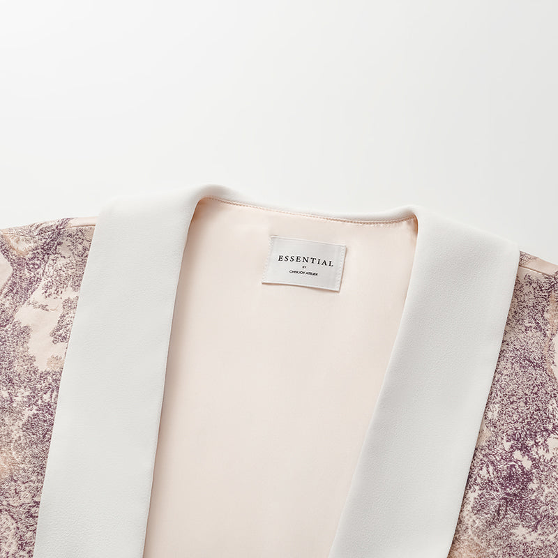 "Imperial Garden Teatime" Filigree Silk Wool Shawl - Purple 