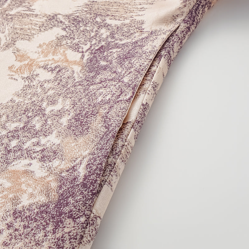 "Imperial Garden Teatime" Filigree Silk Wool Shawl - Purple 