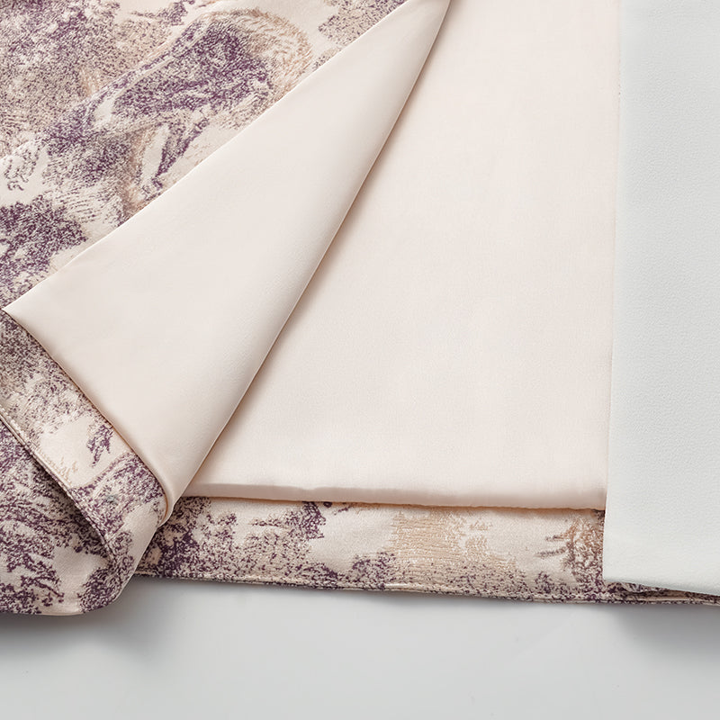 "Imperial Garden Teatime" Filigree Silk Wool Shawl - Purple 