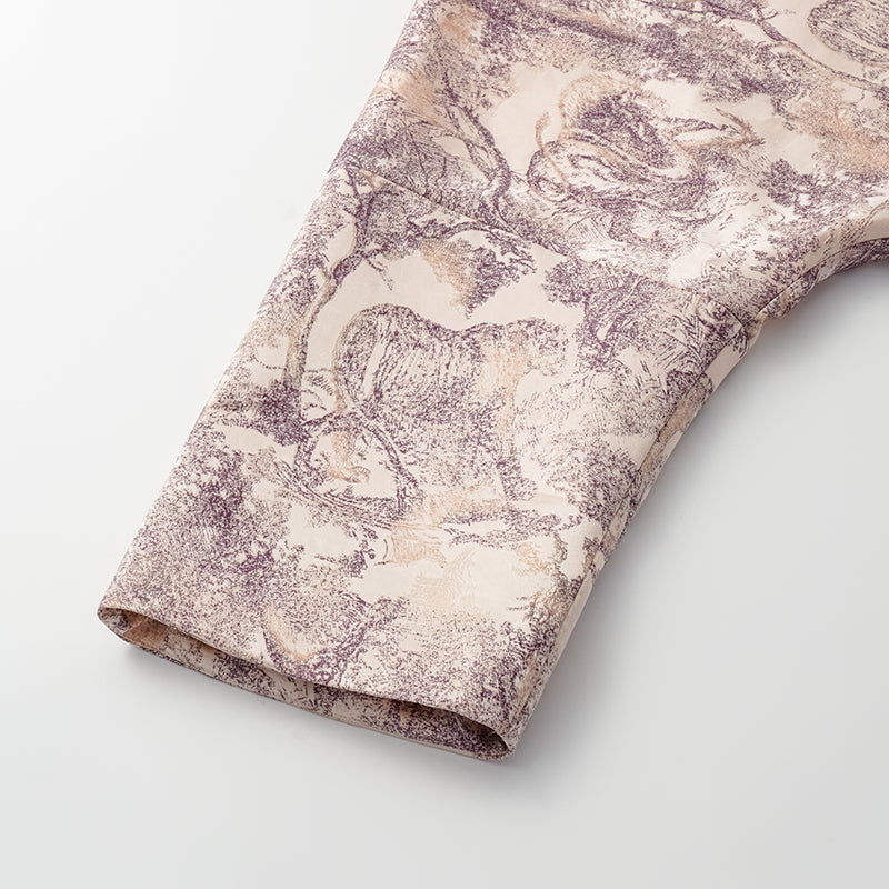 "Imperial Garden Teatime" Filigree Silk Wool Shawl - Purple 