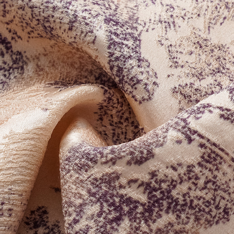 "Imperial Garden Teatime" Filigree Silk Wool Shawl - Purple 
