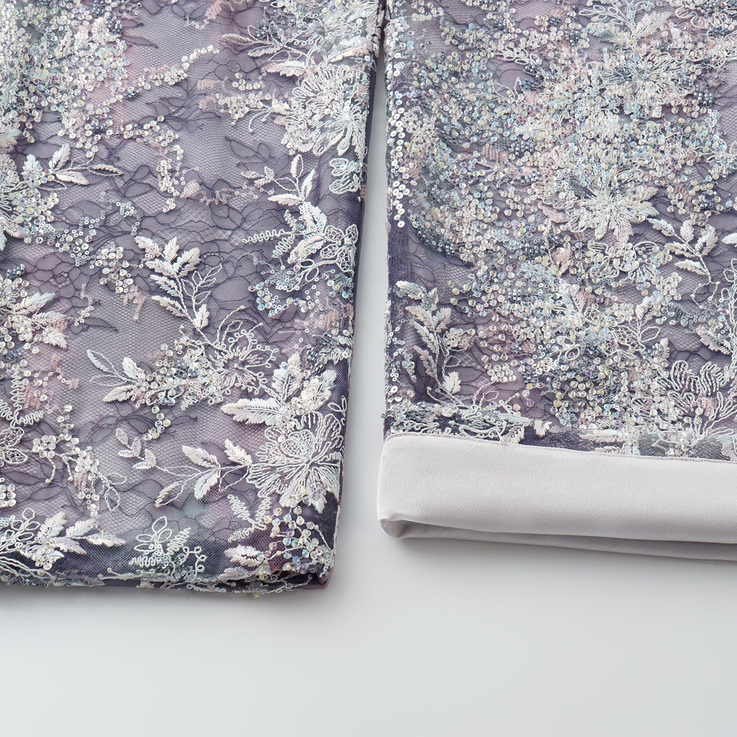 "Imperial Garden Teatime"緞染繡霞奢華珠繡輕國風蕾絲長褲—Nocturne Bloom凝夜浮香