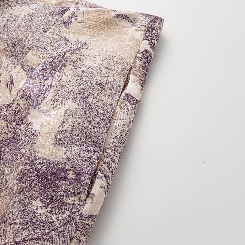 "Imperial Garden Teatime" embroidered silk wool shorts - purple 