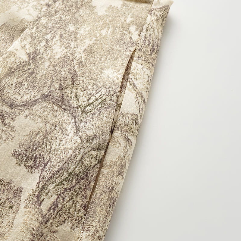 "Imperial Garden Teatime” 刺繡提花真絲羊毛短褲—綠