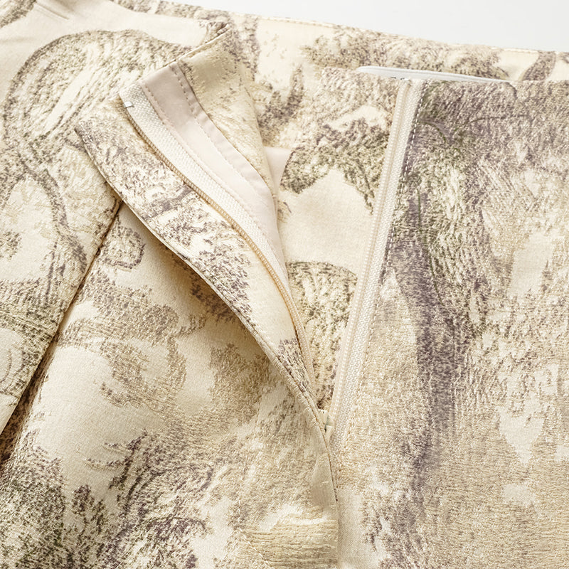 "Imperial Garden Teatime” 刺繡提花真絲羊毛短褲—綠