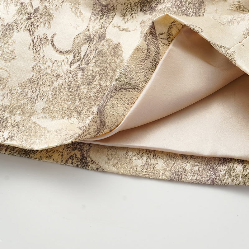 "Imperial Garden Teatime” 刺繡提花真絲羊毛短褲—綠