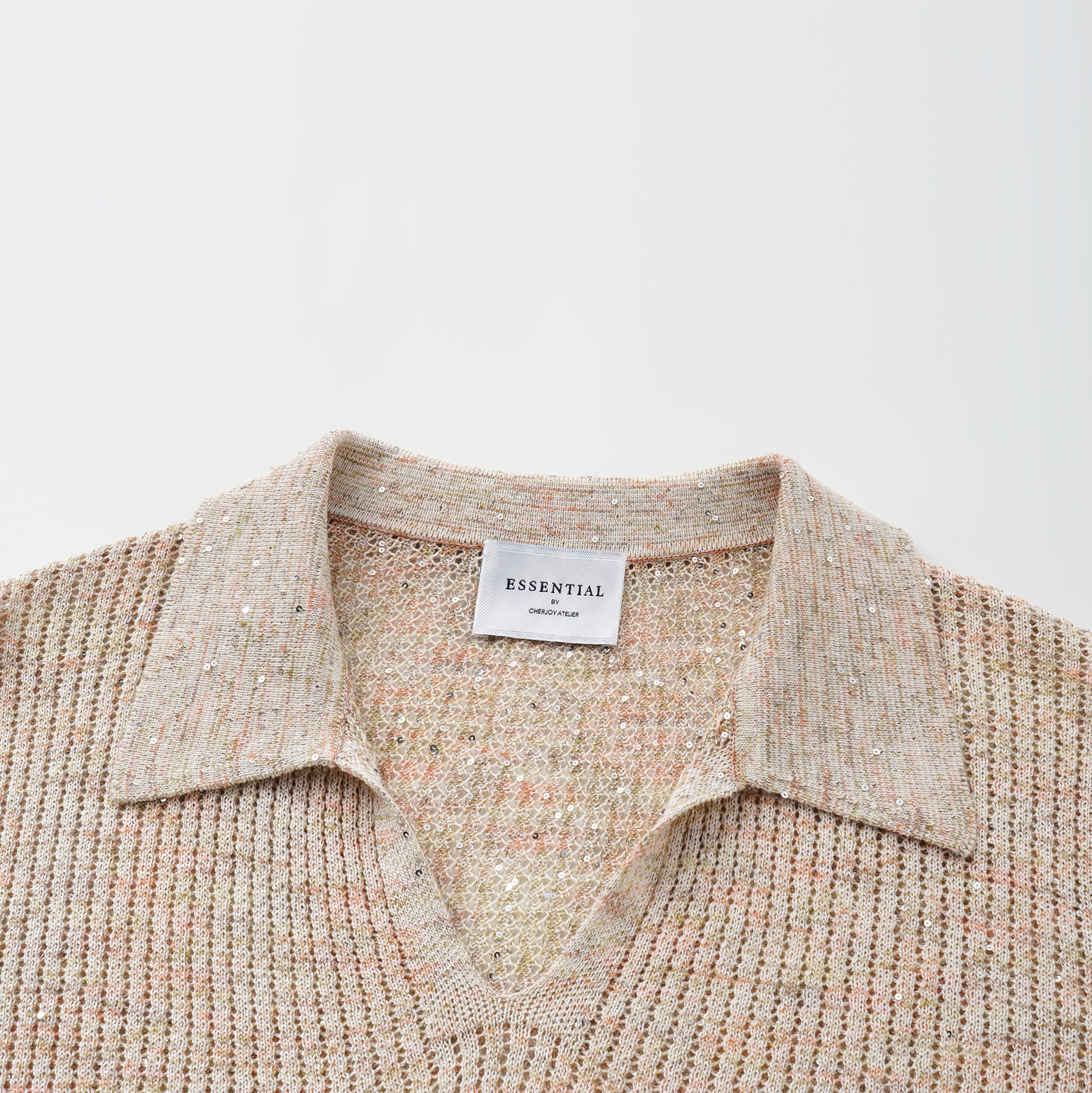 "Summer diary." 雲染鑲華鏤紋工藝針織上衣—Coral Horizon澄沐