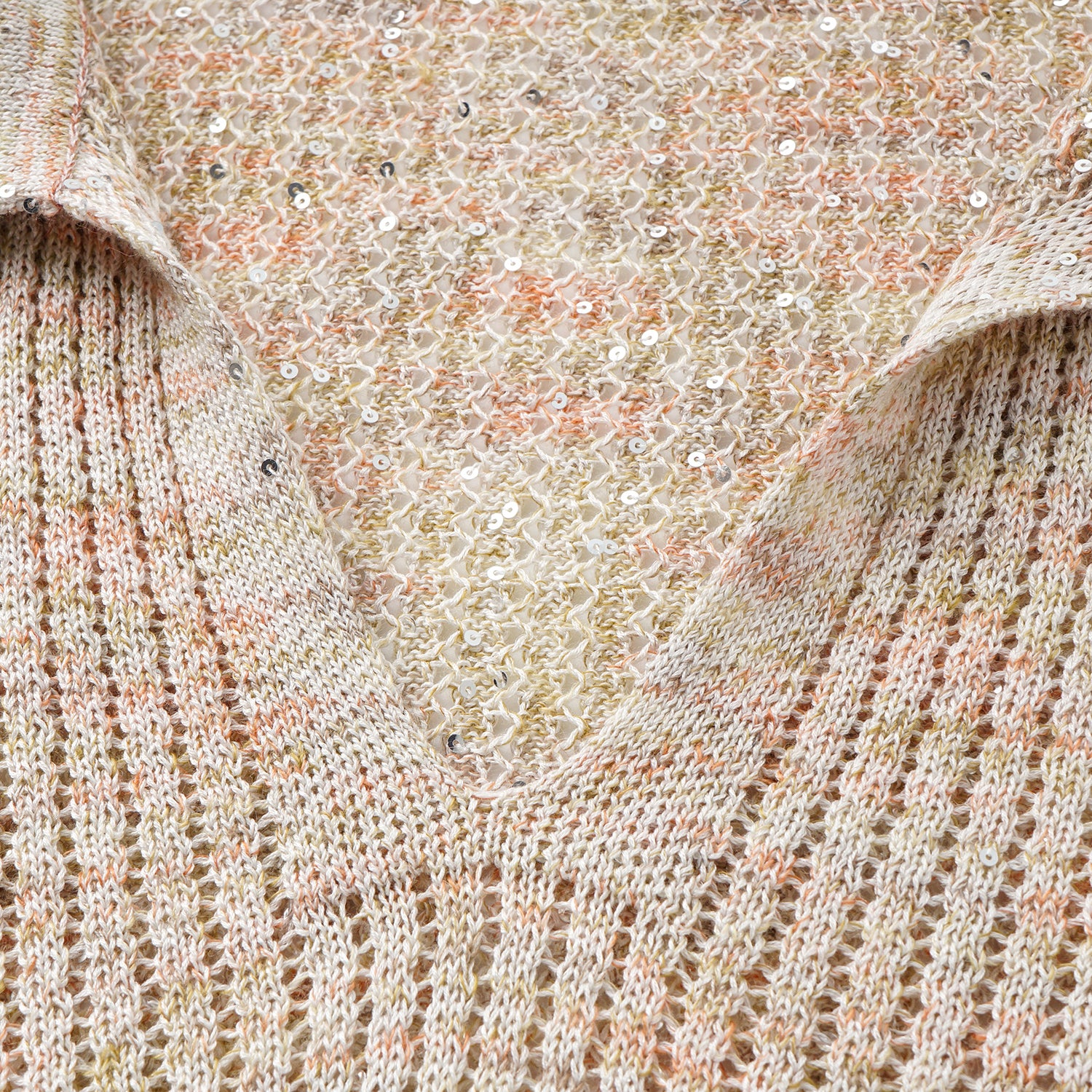 "Summer diary." 雲染鑲華鏤紋工藝針織上衣—Coral Horizon澄沐