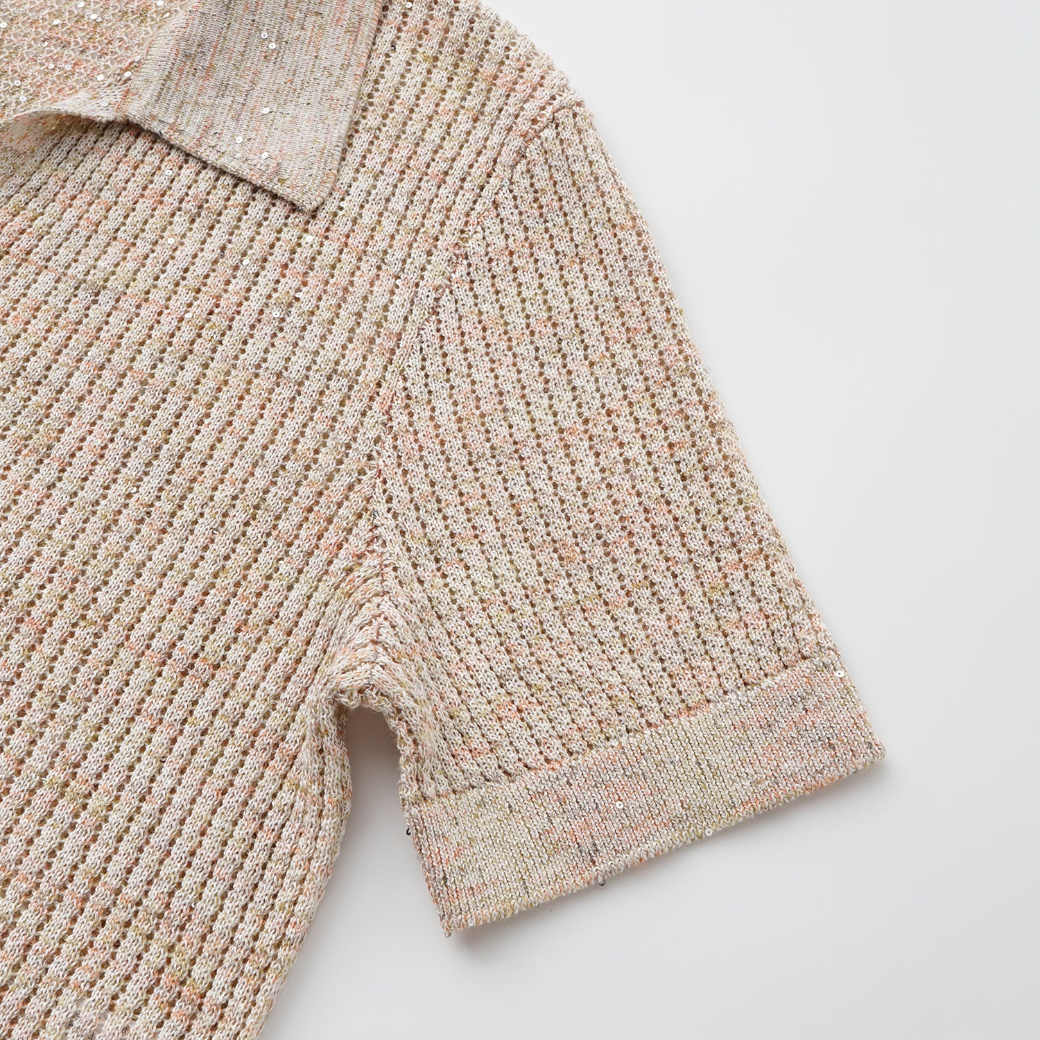 "Summer diary." 雲染鑲華鏤紋工藝針織上衣—Coral Horizon澄沐