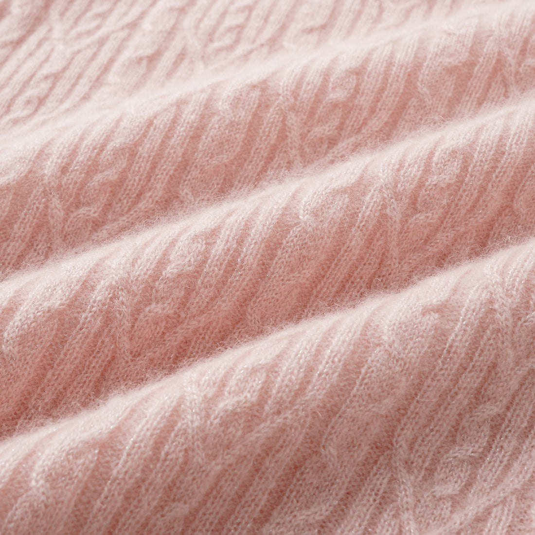 “Autumn Diary” 100% Cashmere羽絮葉脈紋銀織針織上衣—Rosé Mood瑰晤