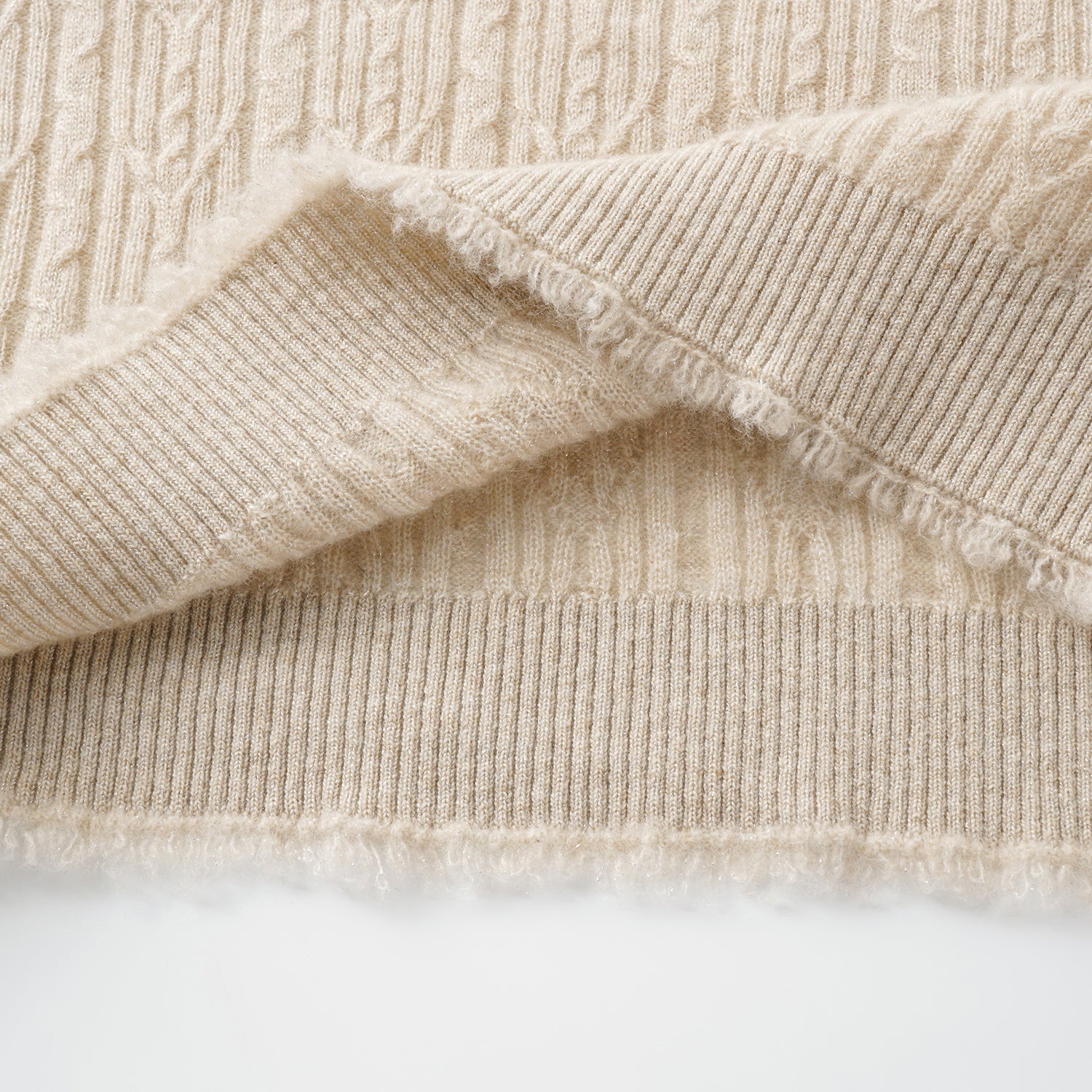 “Autumn Diary” 100% Cashmere羽絮葉脈紋銀織針織上衣—Golden Grain穗光