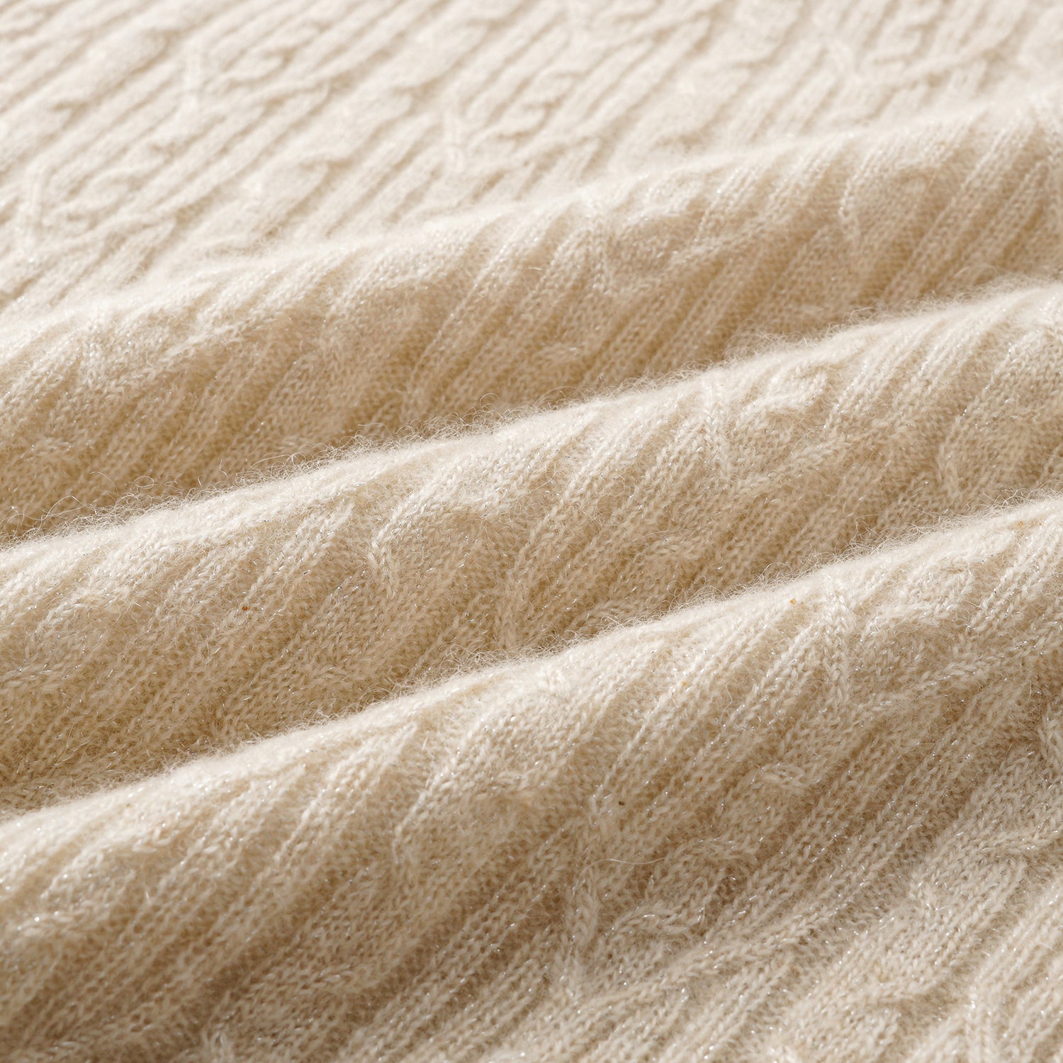 “Autumn Diary” 100% Cashmere羽絮葉脈紋銀織針織上衣—Golden Grain穗光