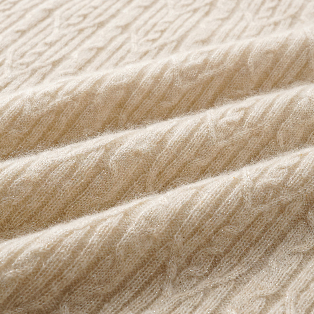 “Autumn Diary” 100% Cashmere羽絮葉脈紋銀織針織上衣—Golden Grain穗光