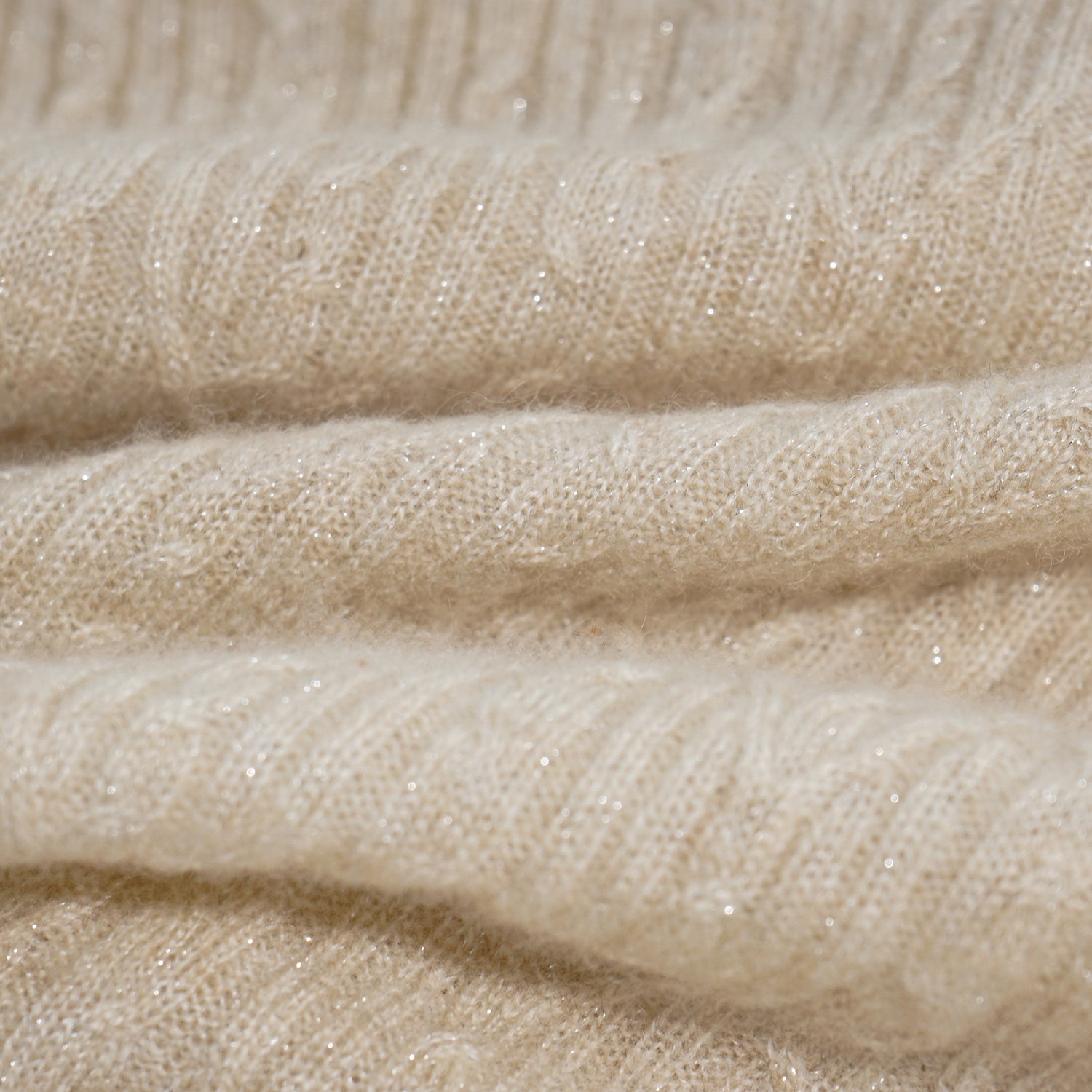 “Autumn Diary” 100% Cashmere羽絮葉脈紋銀織針織上衣—Golden Grain穗光